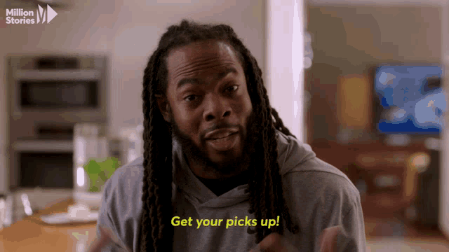 a man says get your picks up in a video