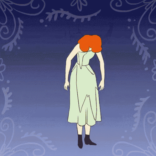 a cartoon of a woman in a green dress with red hair