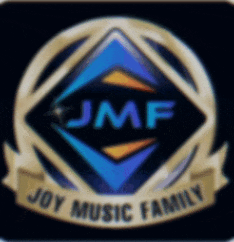 jmf joy music family logo with a gold ribbon