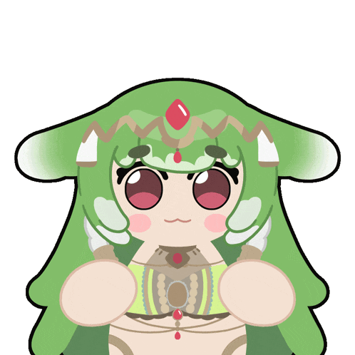 a cartoon drawing of a woman with green hair