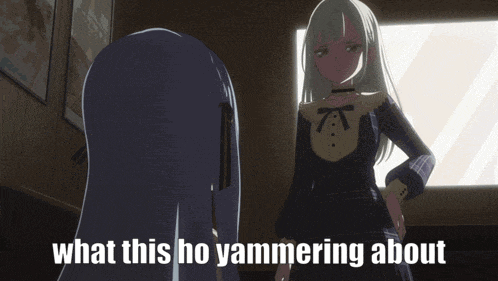 a picture of two anime characters with the caption what this ho yamming about