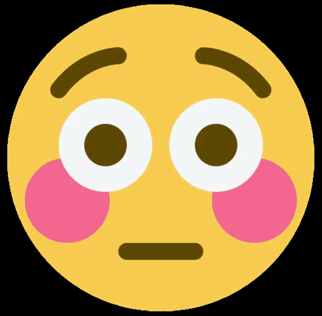 a yellow smiley face with pink cheeks and white eyes