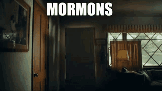 a living room with the word mormons written on the bottom