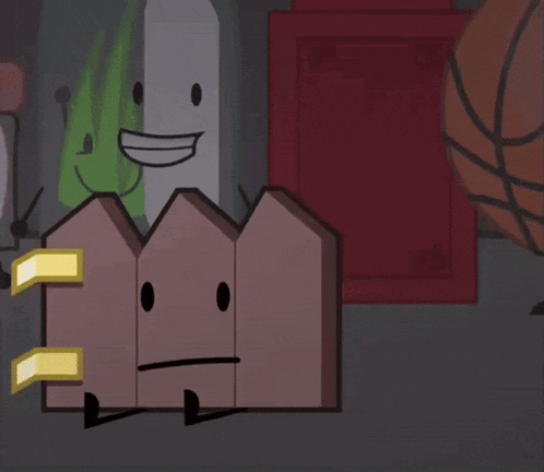a group of cartoon characters are standing next to each other