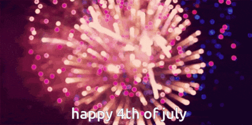 a fireworks display with the words happy 4th of july on the bottom