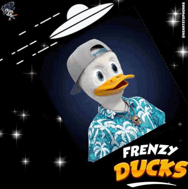 a picture of a duck with the words frenzy ducks on the bottom