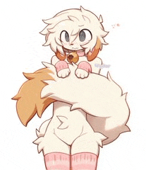 a cartoon drawing of a furry character with a long tail .