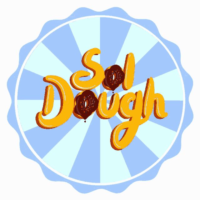 a logo for sol dough with a blue and white background