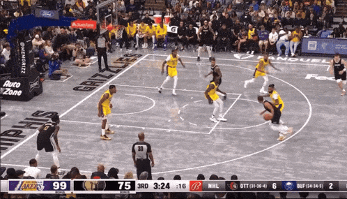 a basketball game between the lakers and the grizzlies is being played