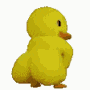 a cartoon chicken is walking on a white background .