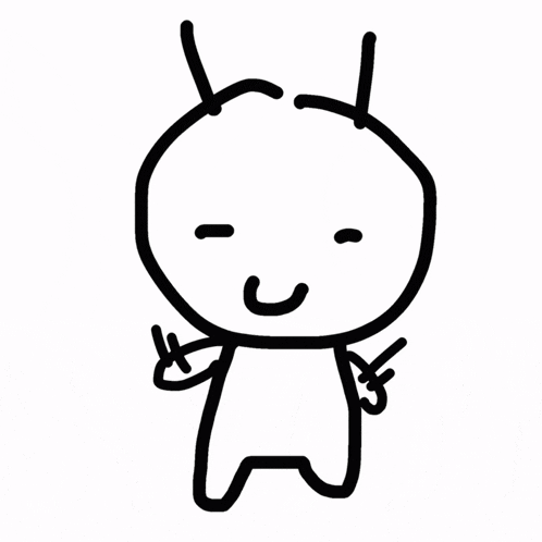 a black and white drawing of a person with horns giving the peace sign