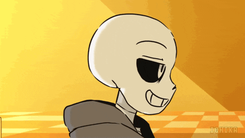 a cartoon drawing of a skeleton with the name ichika on the bottom right