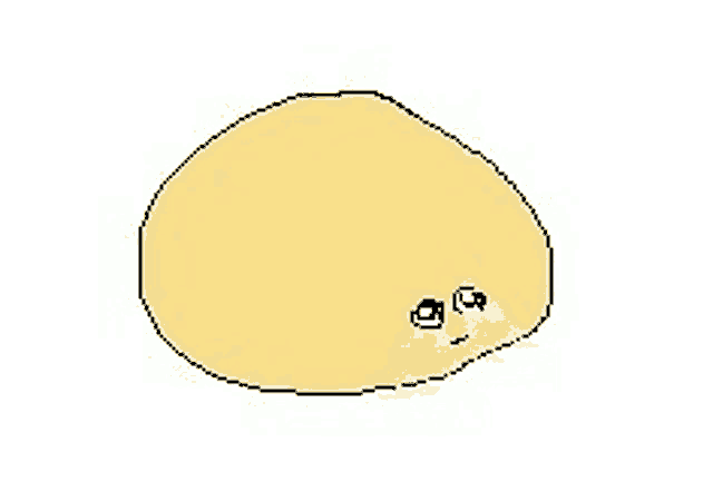 a pixel art drawing of a yellow object with a crying face .
