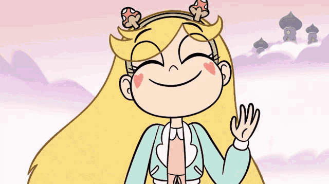 star butterfly is sitting on a purple cloud with a castle in the background