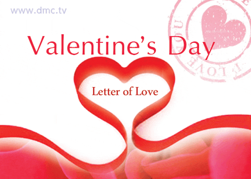 valentine 's day letter of love with a red ribbon