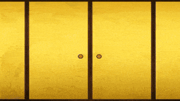 a cartoon character is peeking out from behind a door