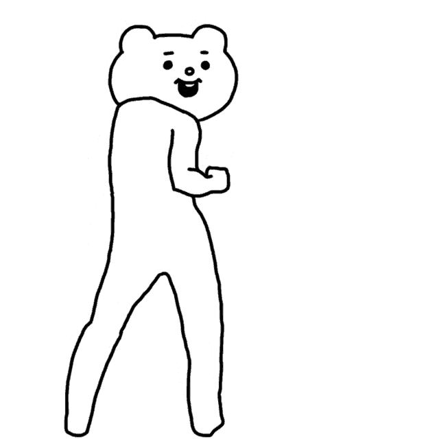 a black and white drawing of a teddy bear with a smiling face