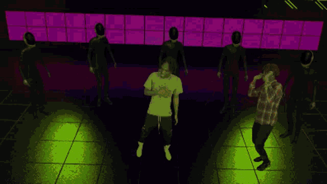 a man is dancing in front of a group of people