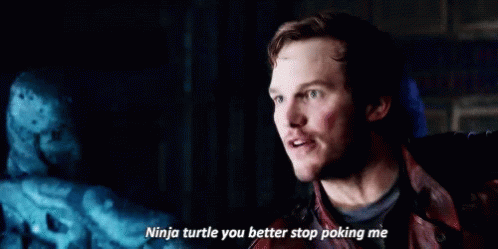 Ninja Turtle You Better Stop Poking Me Star Lord GIF - Ninja Turtle You Better Stop Poking Me Star Lord Chris Pratt GIFs