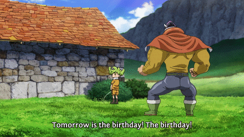 a cartoon character says tomorrow is the birthday and the birthday