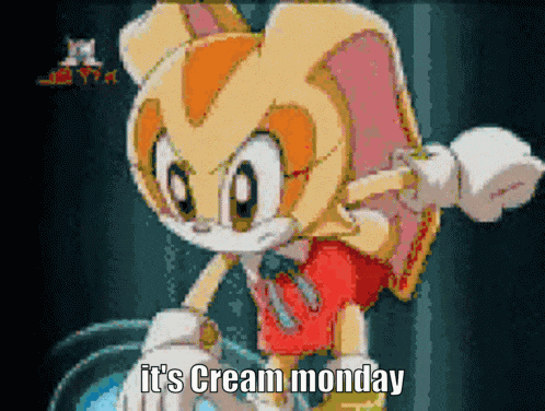 a cartoon character with the words it 's cream monday