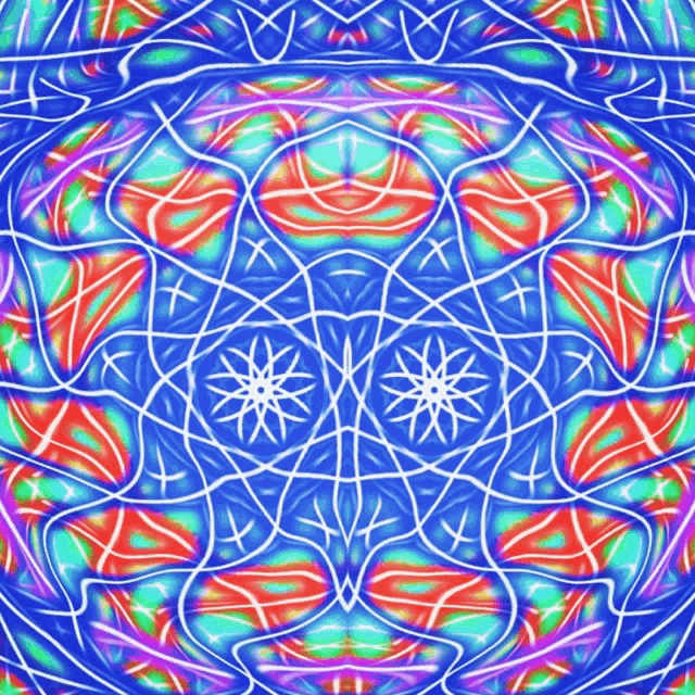 it looks like a kaleidoscope with a colorful pattern on it