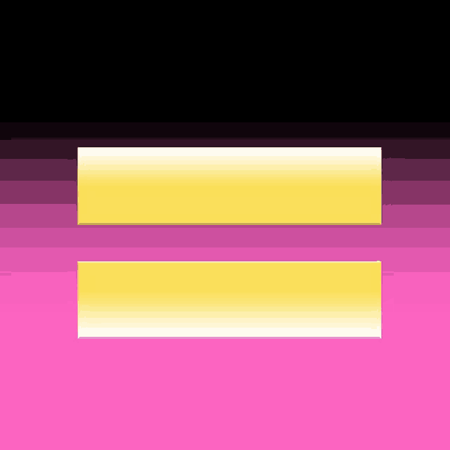 a yellow and white equal sign is on a pink background .