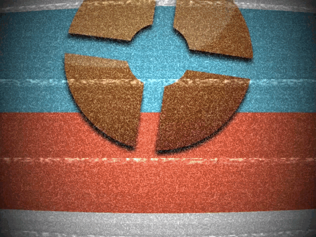 a red white and blue striped background with a circle in the middle