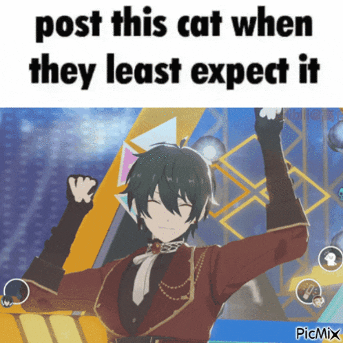 a picture of a cat with the words post this cat when they least expect it