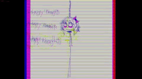 it looks like a drawing of a girl with a balloon and the words `` happy thoughts '' written on it .