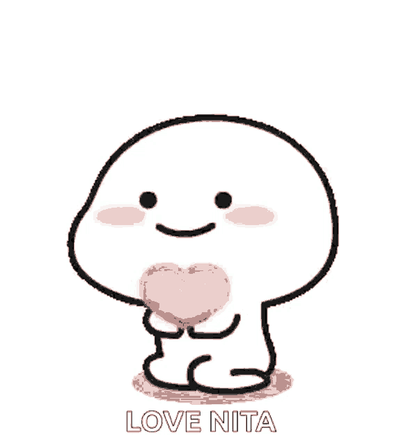 a cartoon character is holding a pink heart in his hands and smiling .