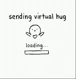 a cartoon of a person sending a virtual hug and a hug sent .