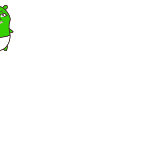 a drawing of a green cartoon character with chinese writing on it