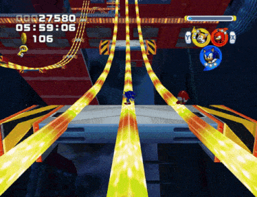 sonic the hedgehog is playing a video game and the time is 05:59:06