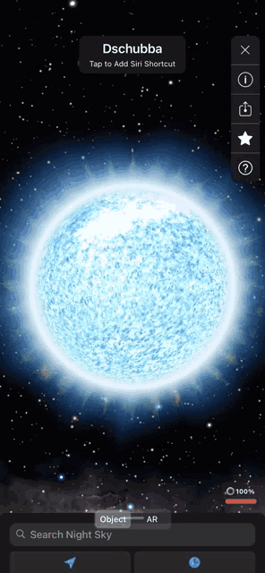a screenshot of a star called dschubba with a search night sky button