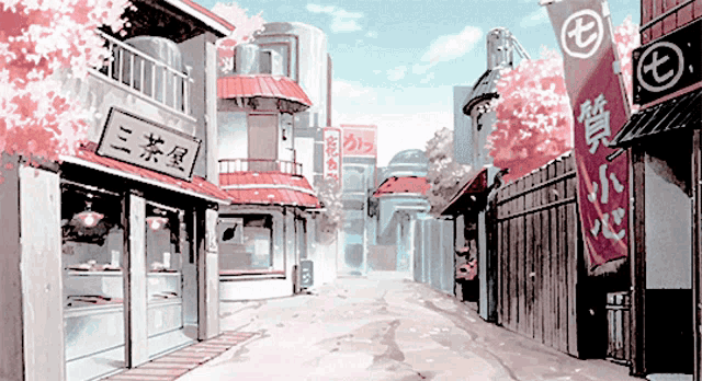 a cartoon drawing of a street with a sign that says ' a ' on it