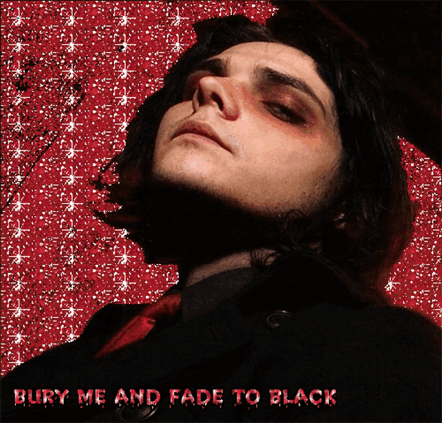a picture of a man with blood on his face and the words bury me and fade to black on the bottom