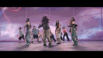 a group of young people are dancing on a stage in a dance studio .