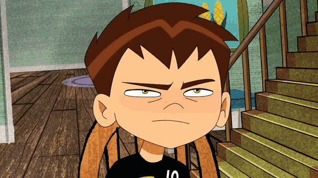 a cartoon character wearing a shirt that says 10 on it