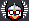 a pixel art of a robot with its arms outstretched and a helmet on .