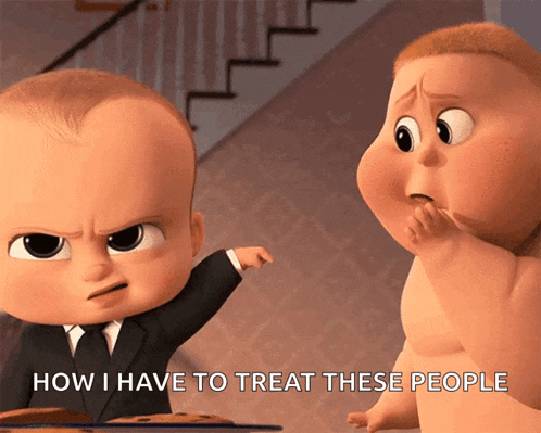 two babies from the boss baby movie are talking to each other