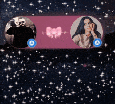 a picture of a man and a picture of a woman are on a pink background