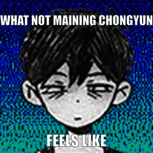 a drawing of a boy with the words what not maining chongyun feels like below it
