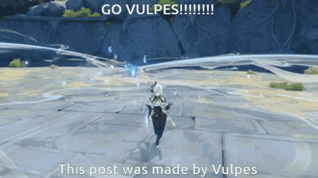 a screenshot of a video game with a caption that says go vulpes