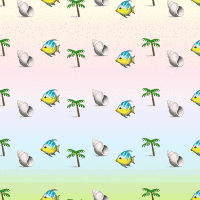 a rainbow colored background with a pattern of dogs and coffee cups