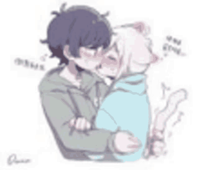 a boy and a girl are kissing each other .