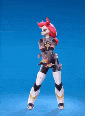 a video game character with a fox 's face and red hair