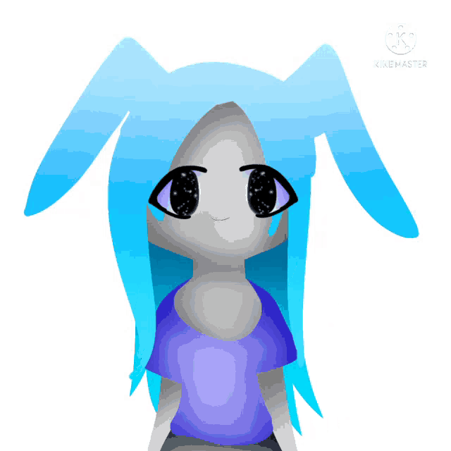 a drawing of a girl with blue hair and bunny ears made by kinemaster