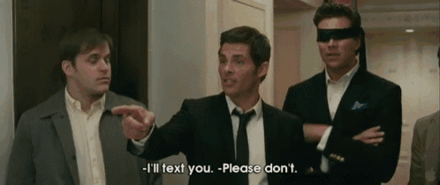 a man in a suit and tie says " i 'll text you "