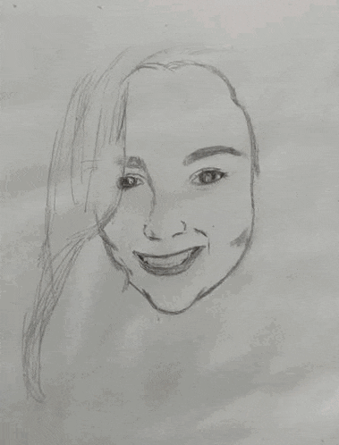 a drawing of a girl with blue hair and a tattoo on her arm
